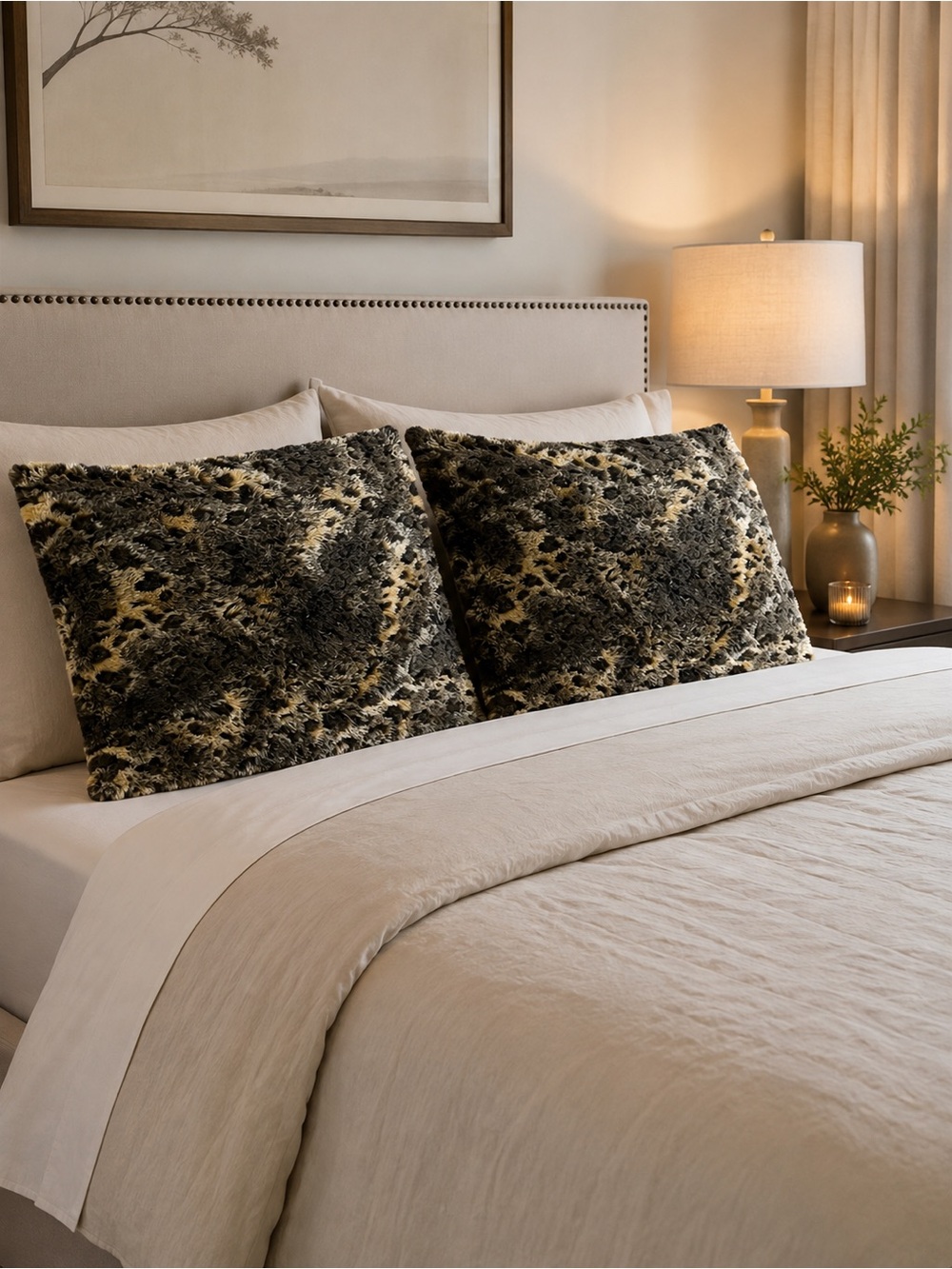 Faux Fur Decorative Pillowcases - Leopard Print